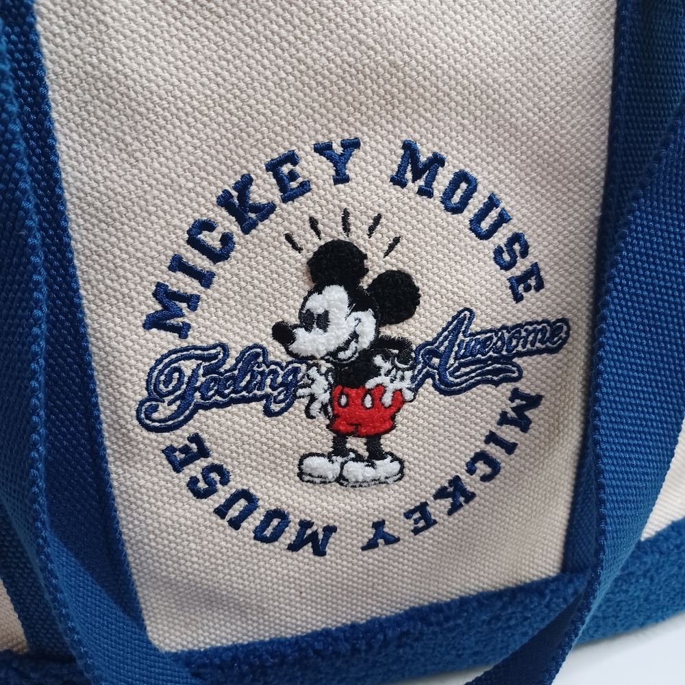 Vintage Disney Embroidered Navy Sherpa Bottom Canvas Tote - Picture 3 of 9